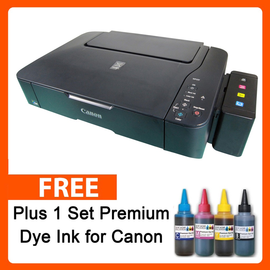 Canon Pixma MP237 Printer w/ CiSS + FREE 4 Colors inks ...
