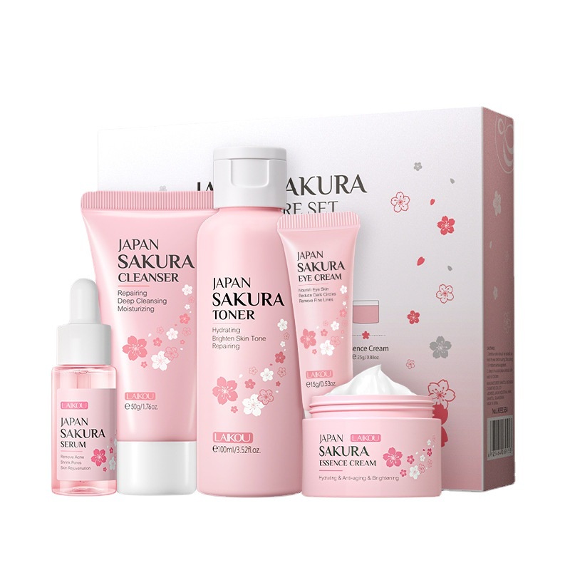 LAIKOU Cherry Blossom Whitening Moisturizing Skin Care Set 5pcs Gift