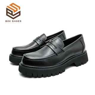 Boxshoes Men's Penny Loafers Slip On Lazy Shoes Platform Leather Casual Shoes 38-44