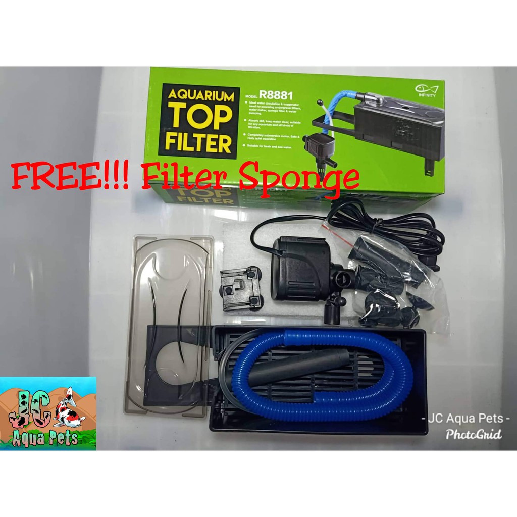 Infinity R8881 TOP FILTER Aquarium Fish Tank 10W FREE! Sponge Filter