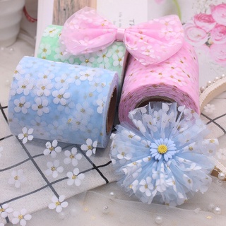 6cm 5-yard floret Tulle Daisy ribbon roll, DIY handicrafts, manual hair decoration, printed mesh products