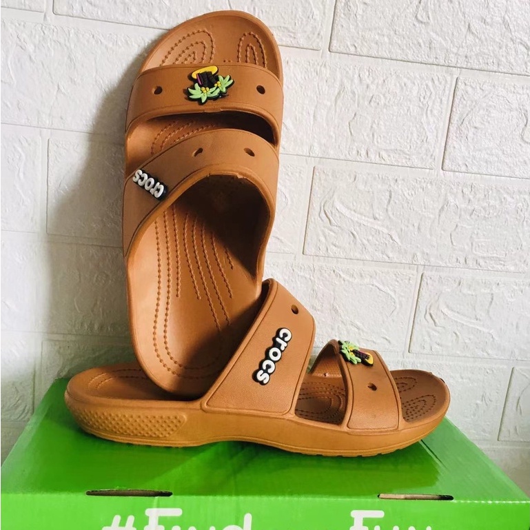 Crocs Classic 2 Strap Slides FLIP FLOPS with RANDOM Jibbitz & Crocs