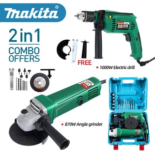 Makita hammer drill 2in1 Electric Impact Drill and grinder Set Grinding Bit (grinder Disc and Drill）