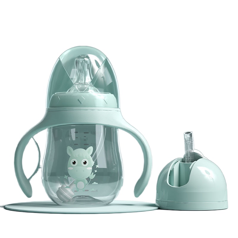 2 IN 1 Two head Baby Feeding Bottle Close to Nature Bady With Handle 180ml 300ml ( 6oz 10oz) Nipple