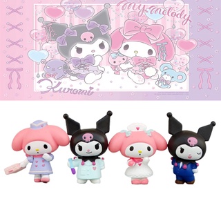 4pcs Kuromi My Melody Figure Professional Dress Doctor Toy Playset Cake ...