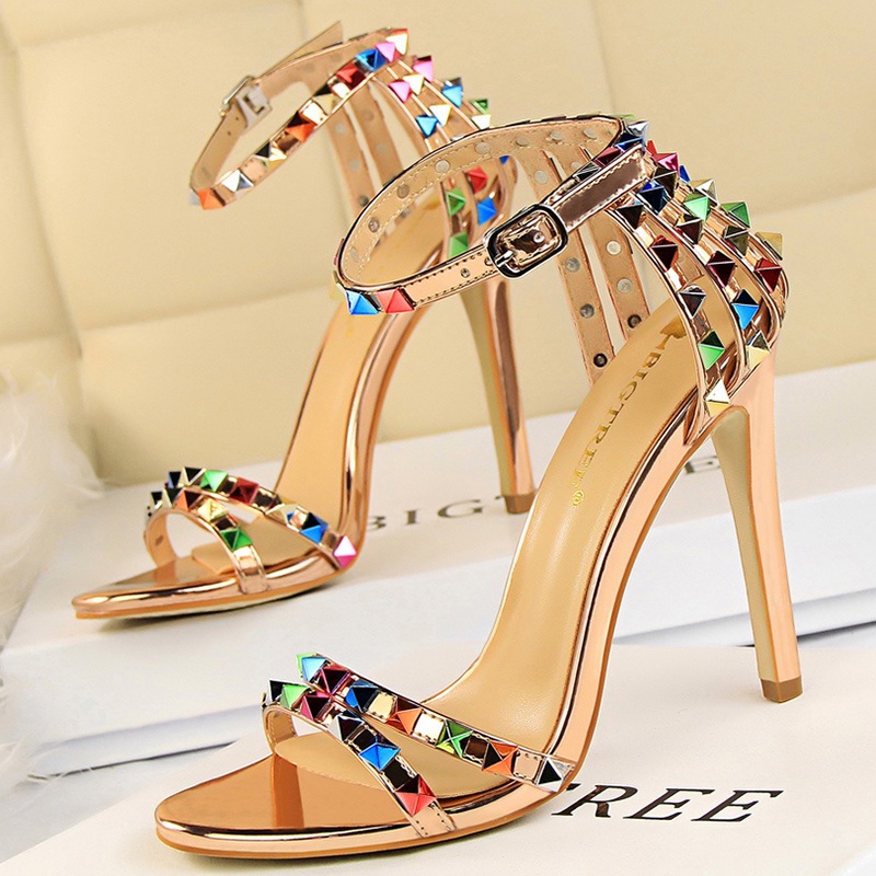 nudehigh heeled sandals nude2022 Summer Designer Women 11cm Stripper ...