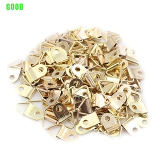 {Storage clean}100pcs Mini Golden Triangle D-Ring Picture Oil Painting Mirror Photo Frame Hook Hanger