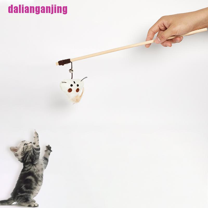 [Better] Pet Cat Teaser Feather Wood Rod Mouse Toy Bell Cat Stick Cat Interactive Toys #5
