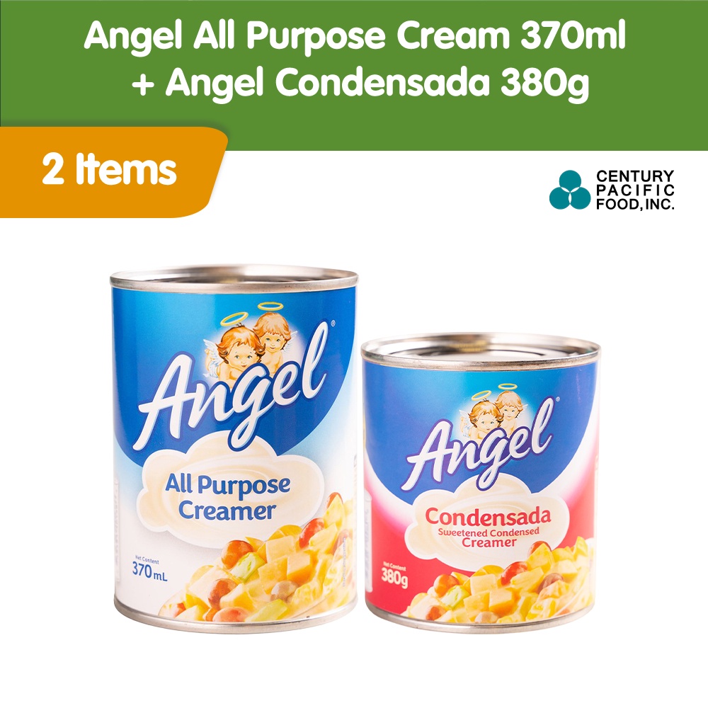 Angel All Purpose Creamer 370ml + Angel Condensada 380g Shopee