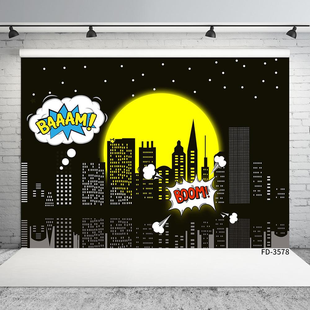 Comics Night City Building Background Boy Superhero Themed Birthday Party  Banner Backdrop Children P | Shopee Philippines