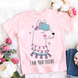Funny No Prob Llama T Shirt Kids Summer Top Cartoon T-shirt Kawaii Llama Graphic Tees Fashion Anime Lama Cute Children Clothes #4