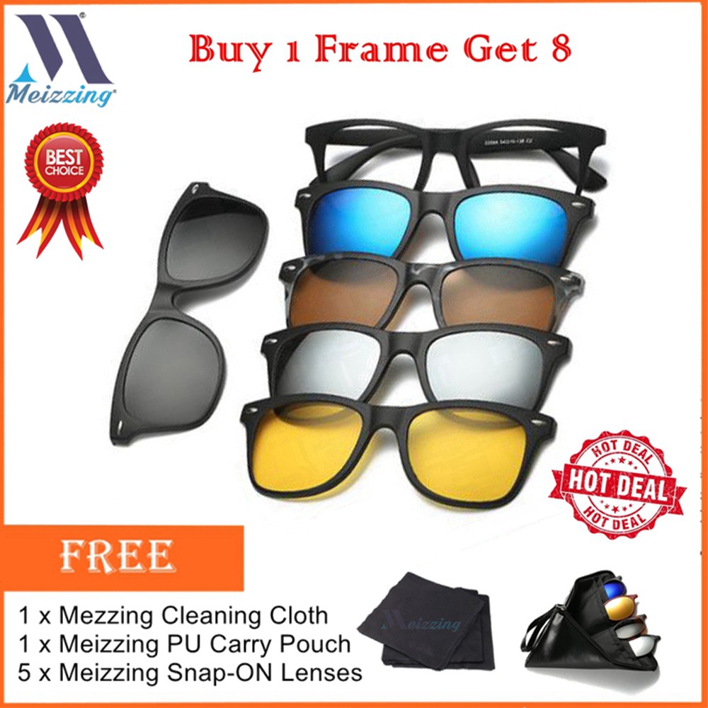 Magnetic Sunglasses Snap-On Glasses Retro Frame w/ 5 Lenses | Shopee ...
