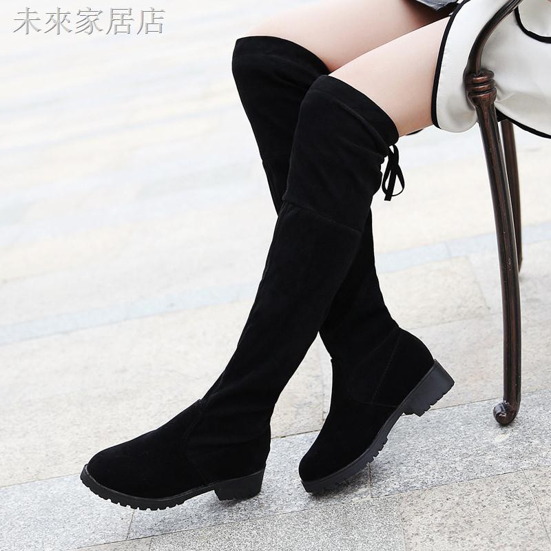 velvet high knee boots