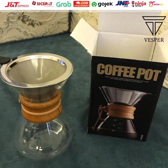 Chemex Coffee Pot 400Ml / Coffee Server V60 Glass Pour Over Shopee