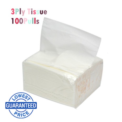 HW Tissue 3 Ply - 100 Pulls ative wood pulp facial tissue Interfolded ...