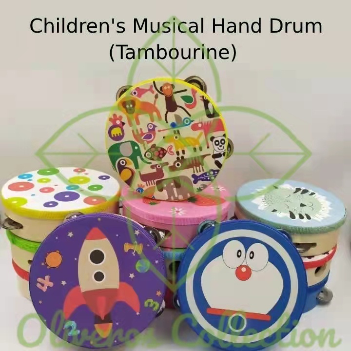 Children's Handheld Tambourine Drum Bell for Kids Percussion Musical
