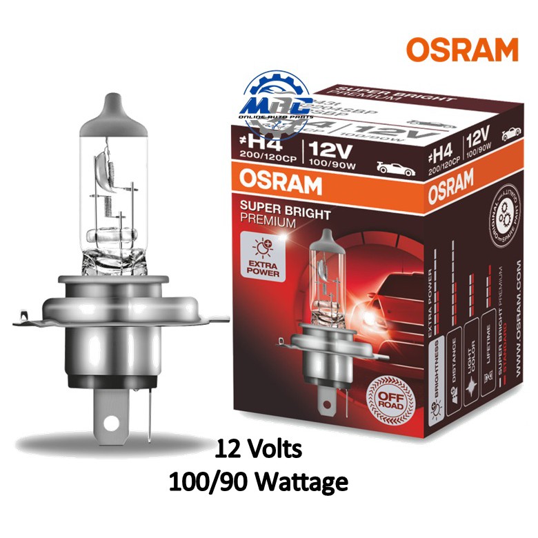 OSRAM H4 12v 100/90w P43T Super Bright Premium 62204SBP Head Light Bulb ...