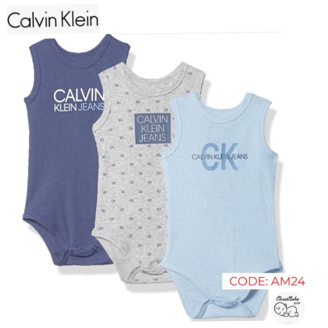 Baby Clothes Original CK 3Pcs Sleeveless Bodysuits 12 Months