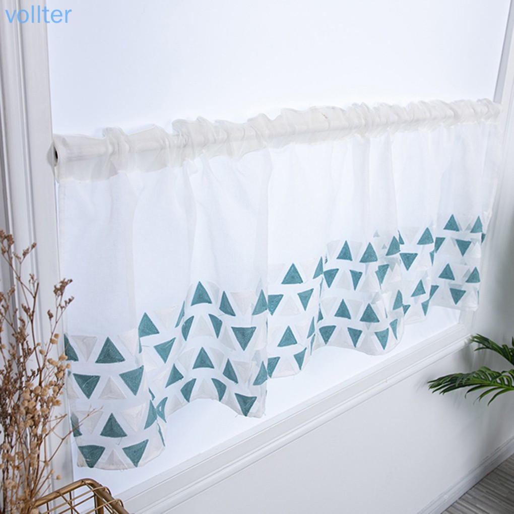 Home Kitchen Half Window Curtain Embroidered Short Window Shades Valance Home Window Drapes Vollter Shopee Philippines