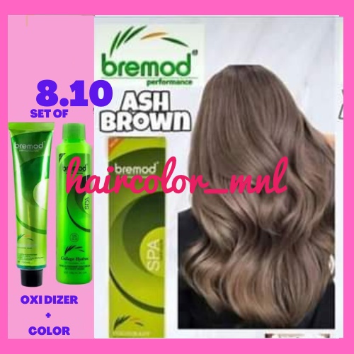 BREMOD 8.10 ASH BROWN HAIR COLOR SET WITH OXIDIZER (100ML) | Shopee ...