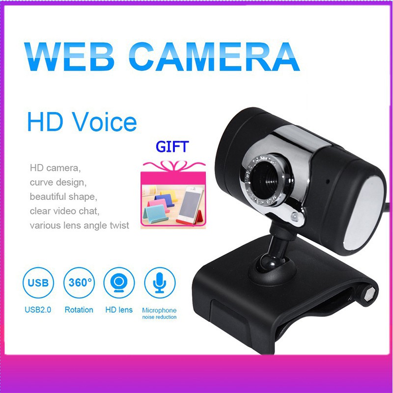 HD Webcam Full HD 720P / 30Fps Appel Vidéo Bruit La Réduction Mic HD Légère Correction 360 ° Supports Réglables XP Noir Windows Android Et Linux 