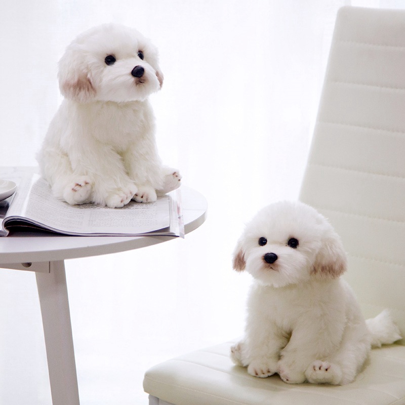 Cute Lifelike Realistic Maltese Dog Plush Toy Soft Stuffed Doll Kids Gift 38cm a 