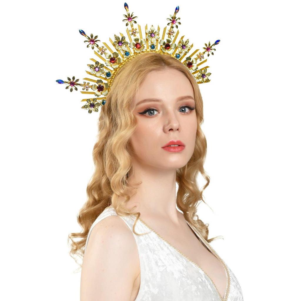 Halo Crown Zip Tie Spiked Crown Mary Goddess Headband Women's Halloween