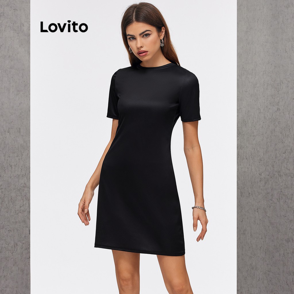Lovito Casual Animal Midi Short Sleeve Dress L20E038 (Black) | Shopee ...