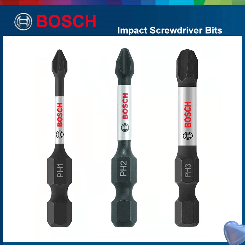 Bosch Impact Screwdriver Bit Set 1/4" HEX Shank PH1 PH2 PH3 Shopee