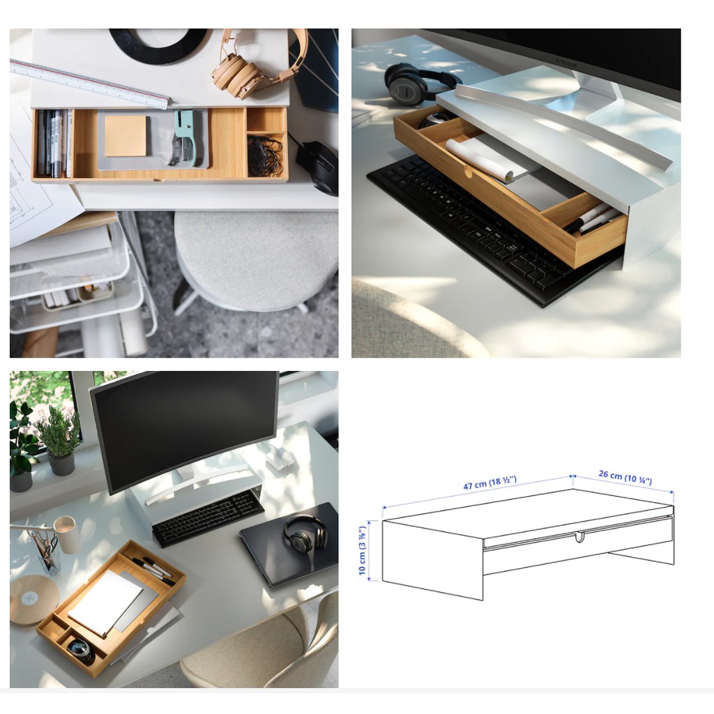 ELLOVEN Monitor Stand With Drawer White IKEA Lietuva atelieryuwa.ciao.jp