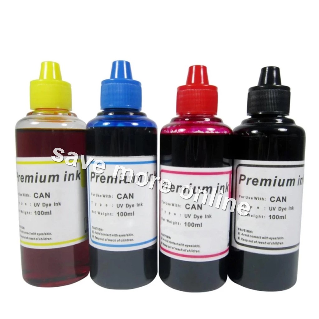 Premium UV Dye Inks compatible w/ Canon/HP Inkjet Printers set of 4