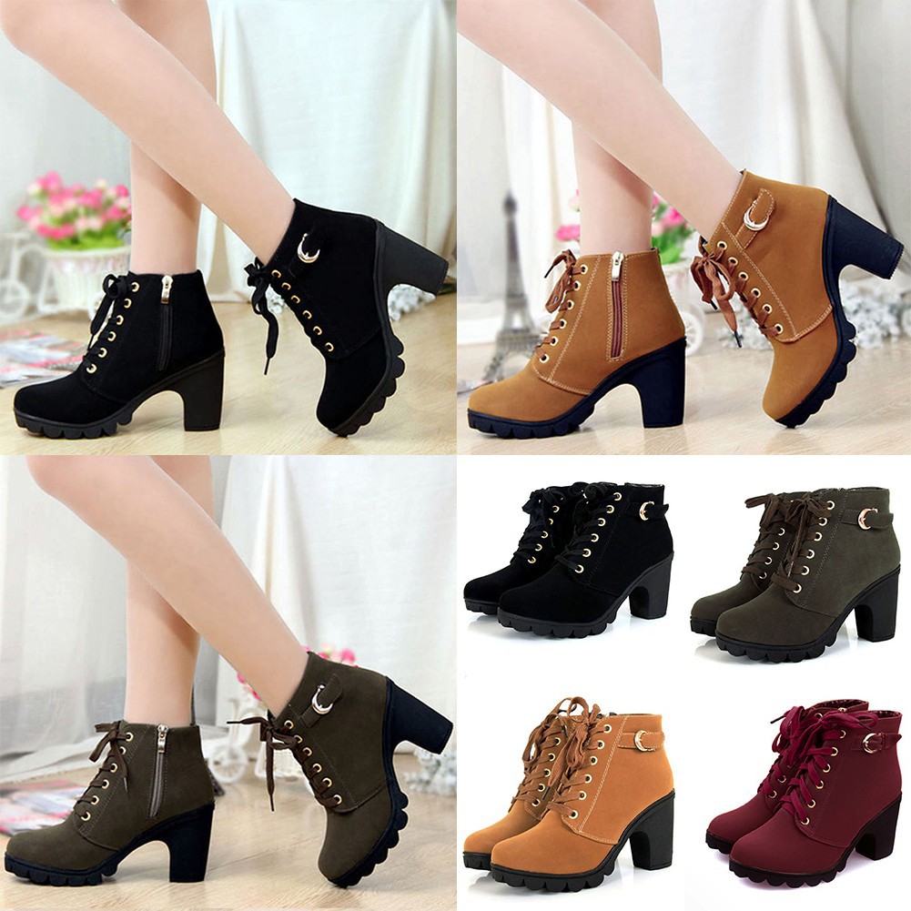 high heel low boots