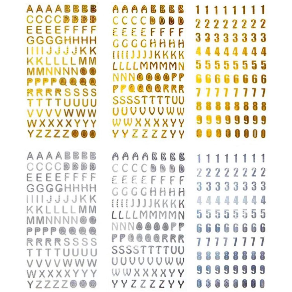 6 sheets glitter gold and silver gift self adhesive alphabet letter and number journaling stickers shopee philippines