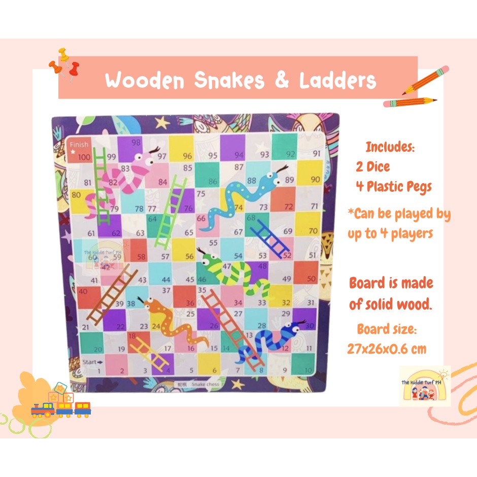 Wooden Snakes And Ladders Board Game For Kids Mom And Baby Bonding 