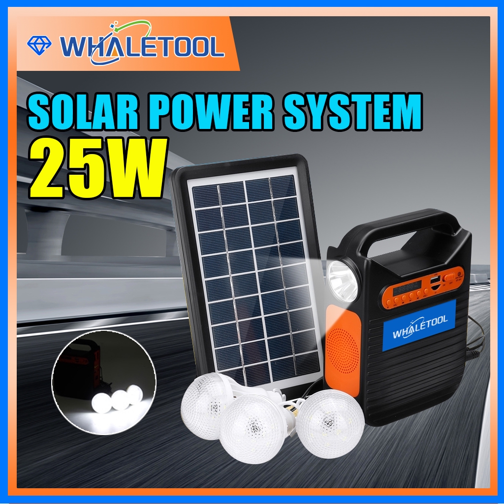 bluetooth Solar Power Panel Generator Kit USB Home Charger System + MP3