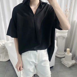 Plain Short Sleeve Shirt M 2xl Open Collar Fifth Sleeve Korean Shirt Men Shopee Philippines
