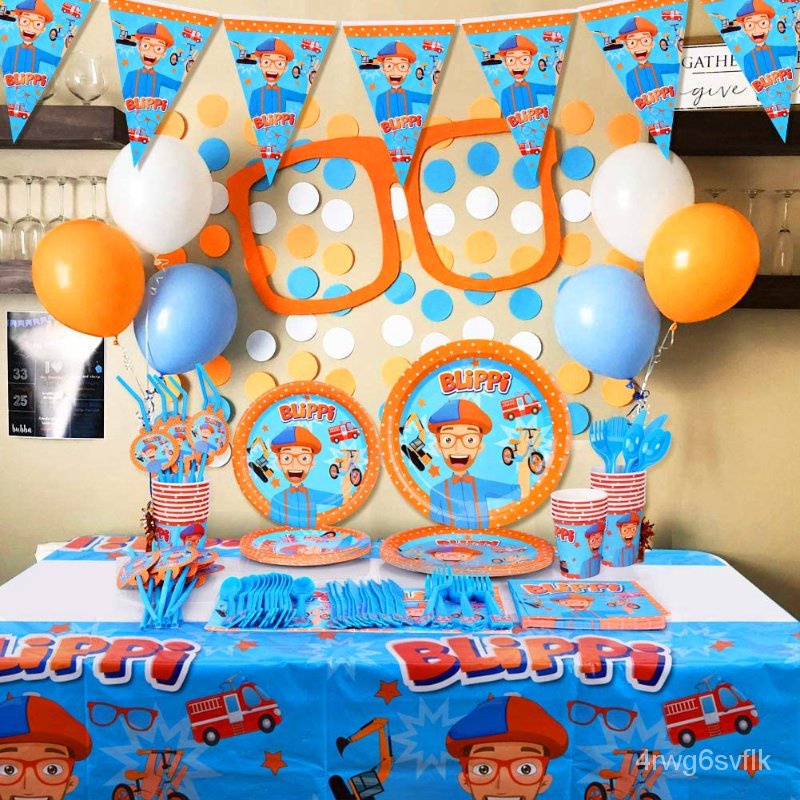 blippi theme party need loot bag cake topper party hat candy box table ...