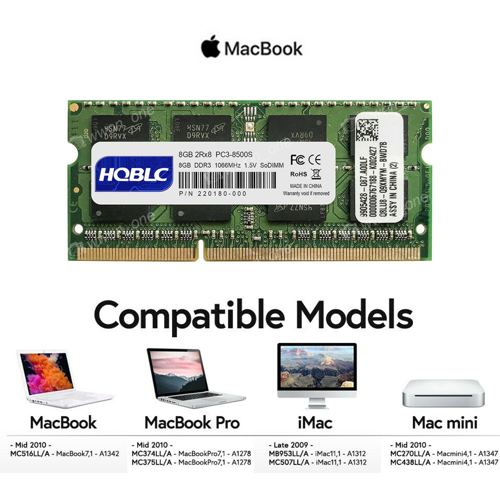 COD New 8GB DDR3 8500S 1066Mhz 1067Mhz APPLE MacBook Pro Mid 2010 iMac