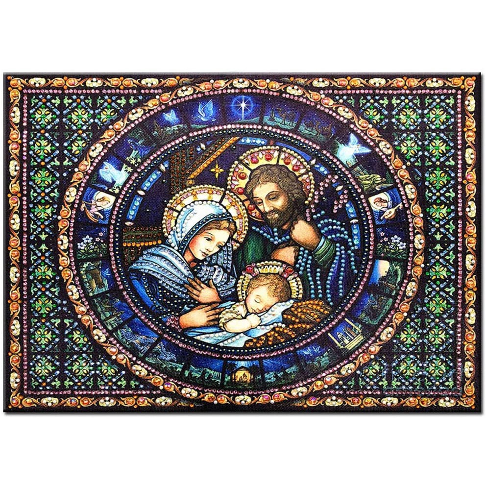 5D Diamond Painting, Christian Nativity of Jesus Family Icon Religious, DIY Special Large Beads