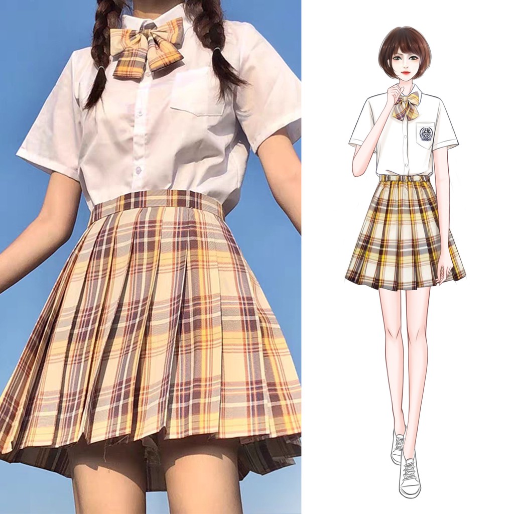 Japanese Uniform Seifuku High School Skirts Sailormoon Uniform Sexy Tiktok Ribbon And Skirt Set 