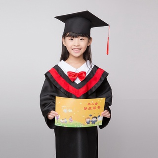 insSchool Graduation Party Uniform Kids Boys Girls Doctor School Bow Tie Gown Dress #1