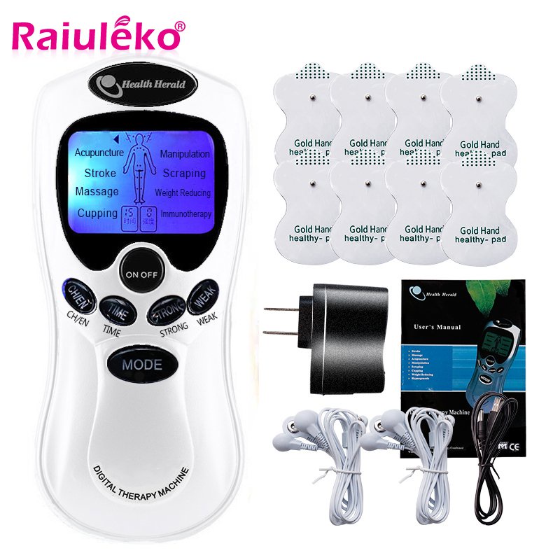 8 Modes Tens Machine Dual Output 8 Electrode Pads for Pain Relief Pulse