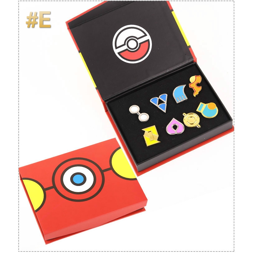 Details about   Pokemon Kanto 8 Metal League Gym Badge Pin Pip Gen 1 Cosplay Prop Collection Set 