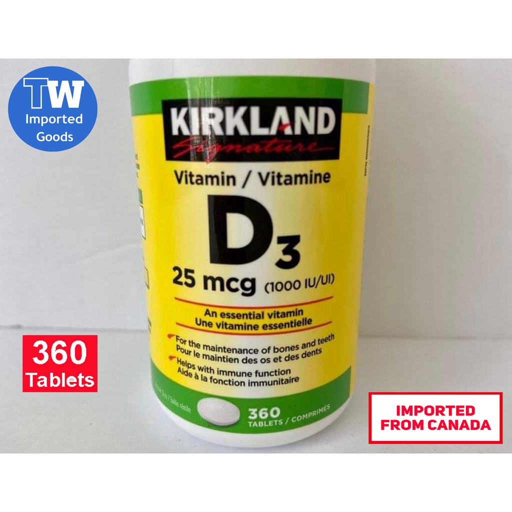 *MANUFACTURED IN CANADA* Kirkland Signature Vitamin D3 1000 IU 25 mcg | 360 tablets  EXP: APRIL 2025