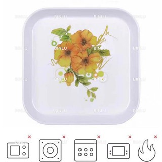 3pcs square anti-fall dish,plate,bowl,bowls,large capacity,melamine resin,food storage,flower,BINLU #6