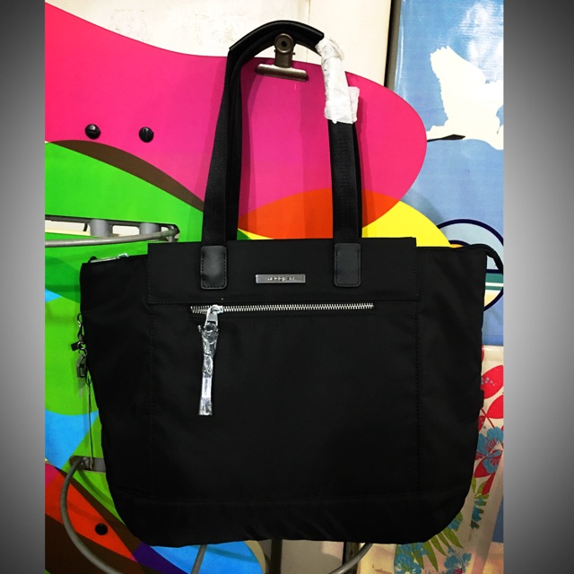 black tote bag with shoulder strap