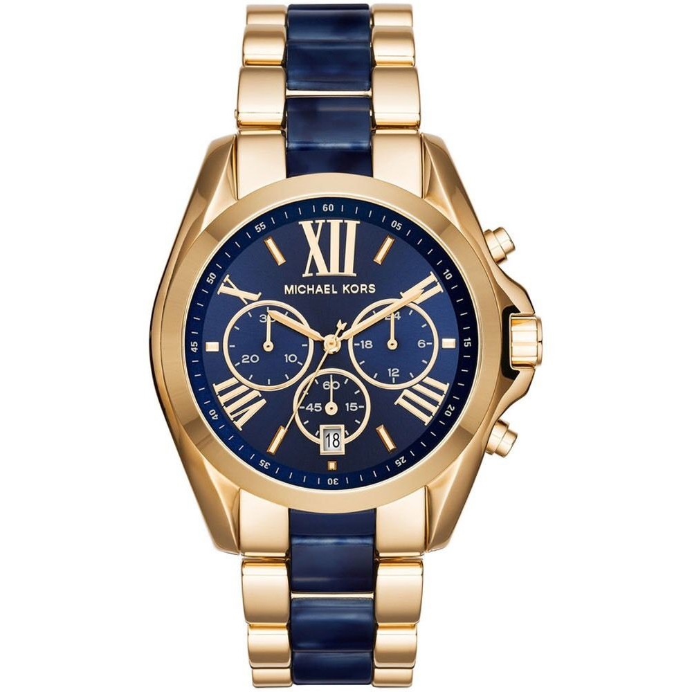 Michael Kors MK6268 Bradshaw Gold and Navy Blue Chronograph | Shopee  Philippines