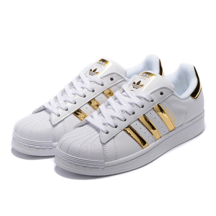 Authentic Original Adidas Superstar Women Men Sport Skateboard Shoes  Sneakers White Gold | Shopee Philippines