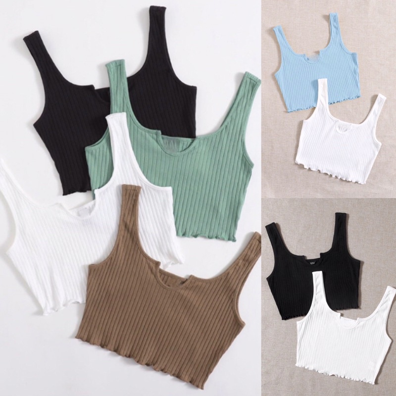 WUL KN#10 VERN - KNITTED SANDO NOTCH LETTUCE CROP TOP (FITS XS TO SEMI ...