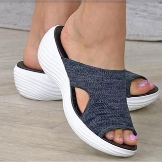 Women's Knitted Wedges Sandals Casual Mesh Peep Toe Outdoor Slippers